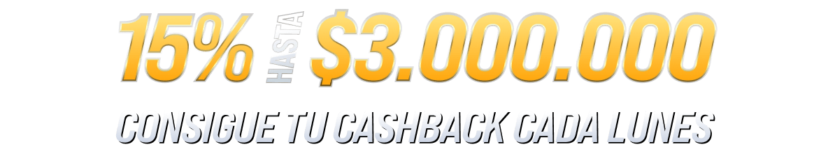 Reembolso semanal en tragamonedas 15% HASTA $3.000.000